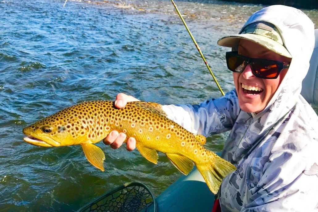 Freshly caught fish in aspen fly fishing