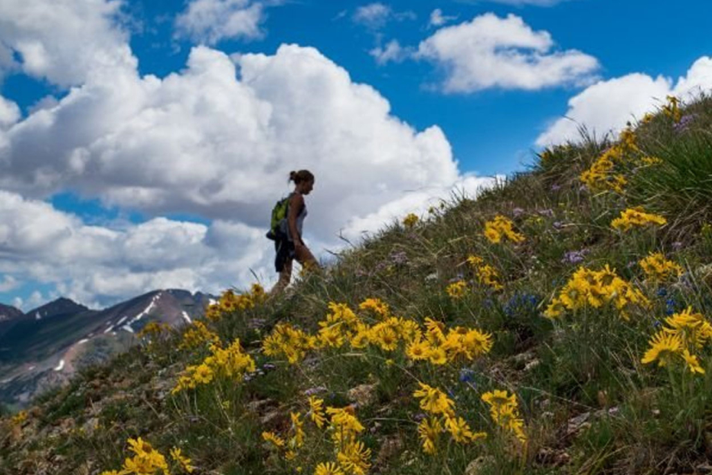 A hiker is exploring buskin pass