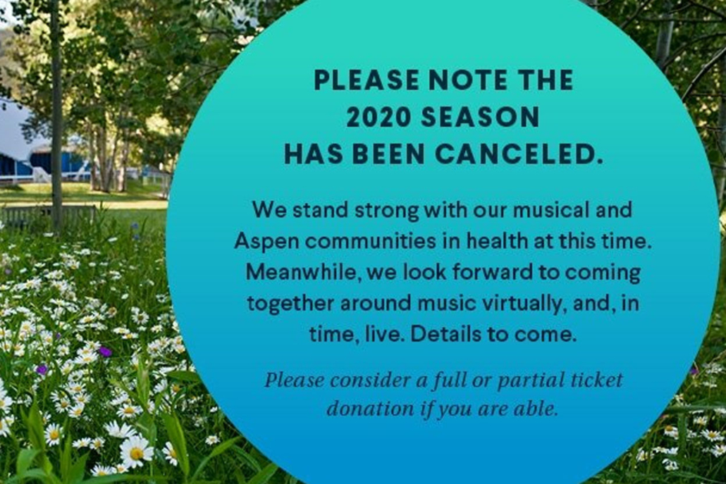 A image announcing the summer 2020 cancelled events aspen, highlighting the impact on summer events.