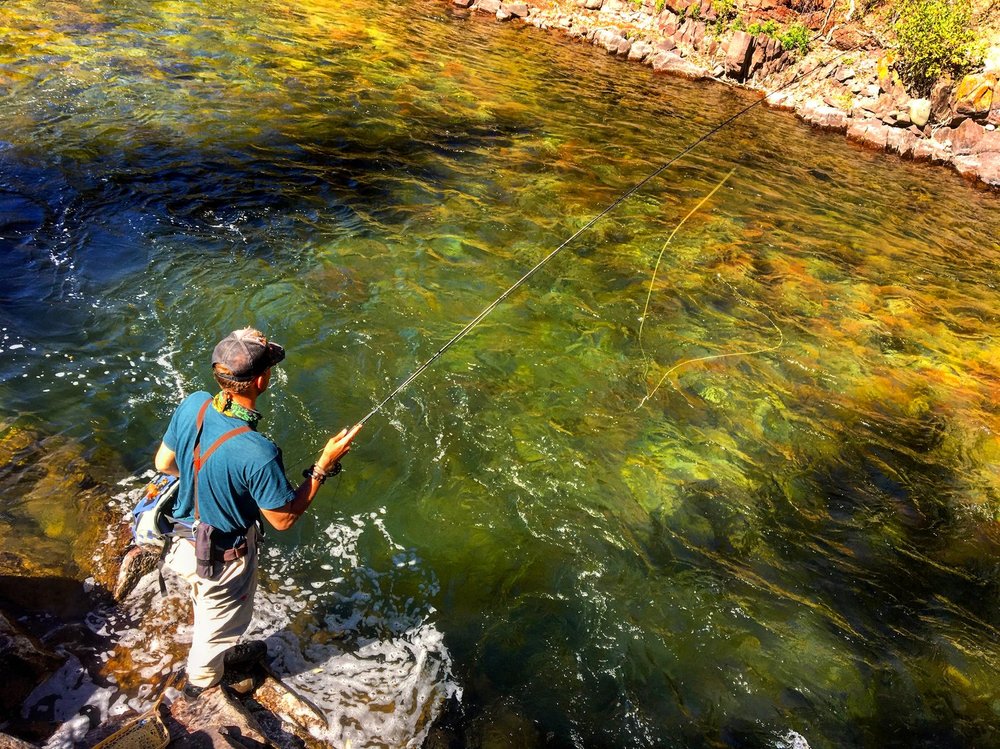 A man show his fly fishing skills in Aspen