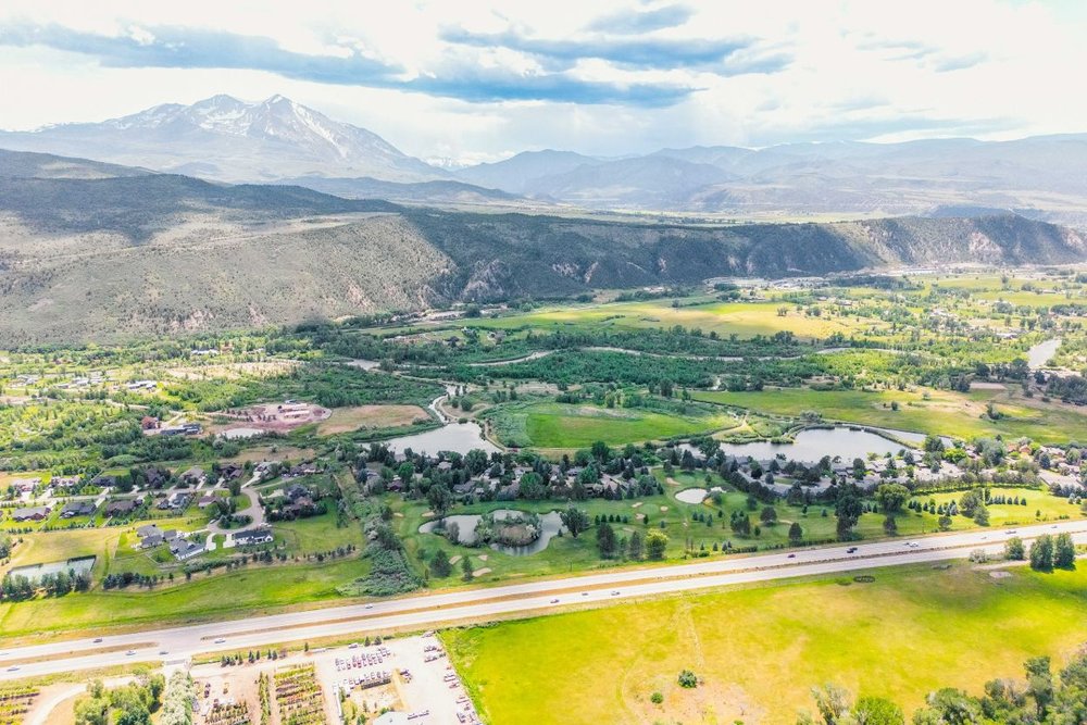 The ranch at roaring fork seen from above