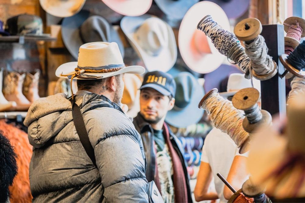 Clients bought a cowboy hat and cap in Aspen