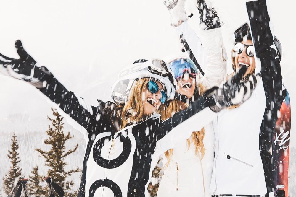 A group of tourists enjoy the winter weather in Aspen