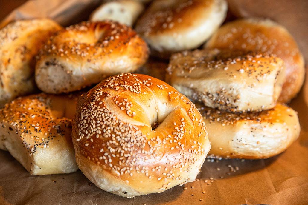 Freshly baked gourmet bagels at an Aspen café, perfect for a luxury morning stop