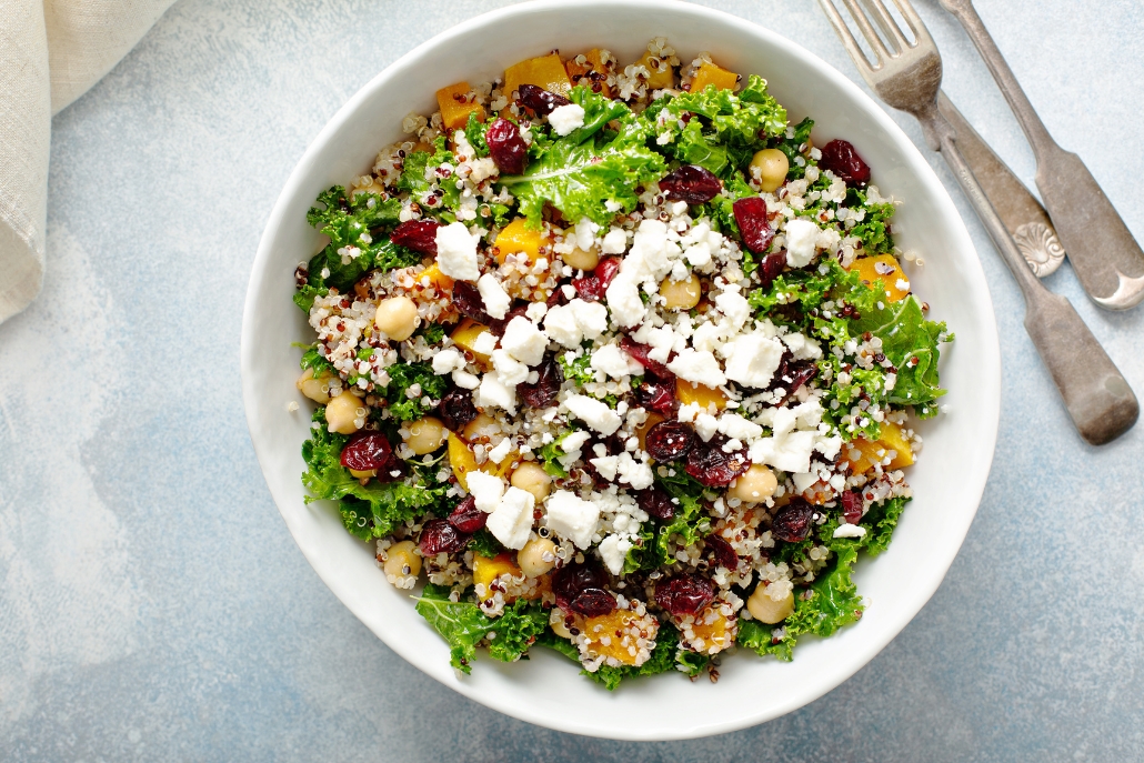 A fresh salad with feta cheese, cranberries, and nuts, presented at Spring Cafe, part of Aspen Coffee Shops.