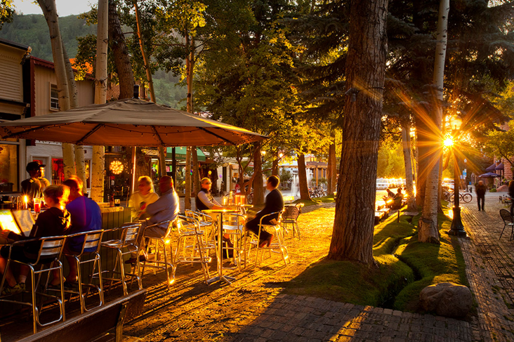 Enjoying coffee in downtown Aspen Colorado