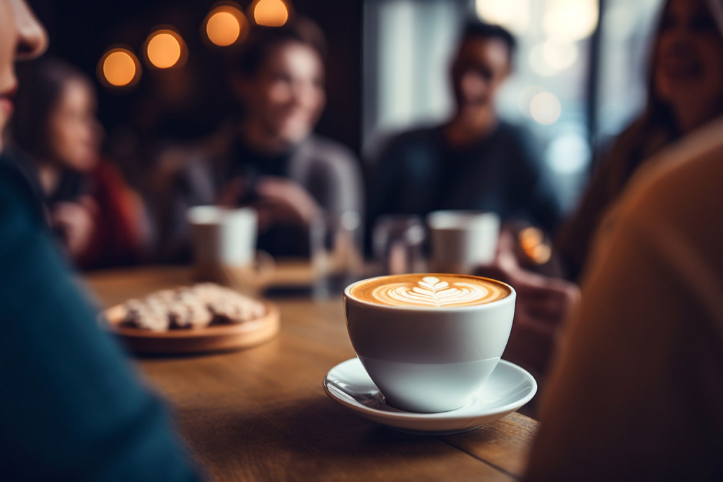 a group of friends enjoying coffee in Aspen