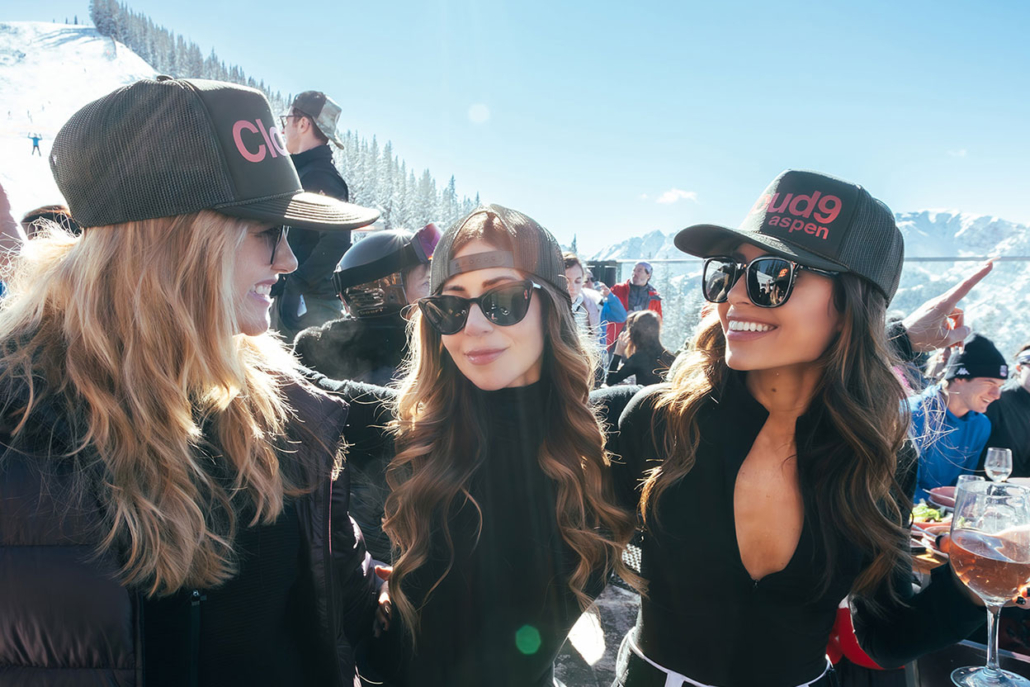 Girls enjoying apre ski event in Aspen Colorado in January