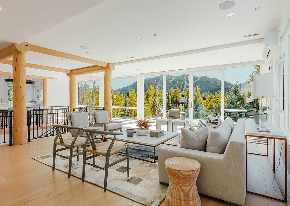 Aspen luxury home lifestyle with modern interior and scenic mountain views