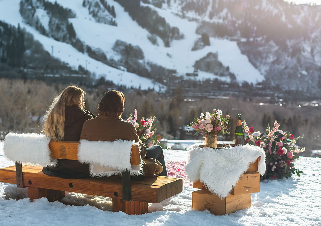 celebrating engagement in Aspen