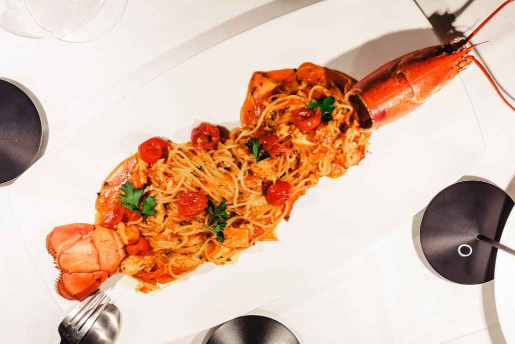 Luxury lobster pasta served at Angelo's for an elegant private dining experience in Aspen