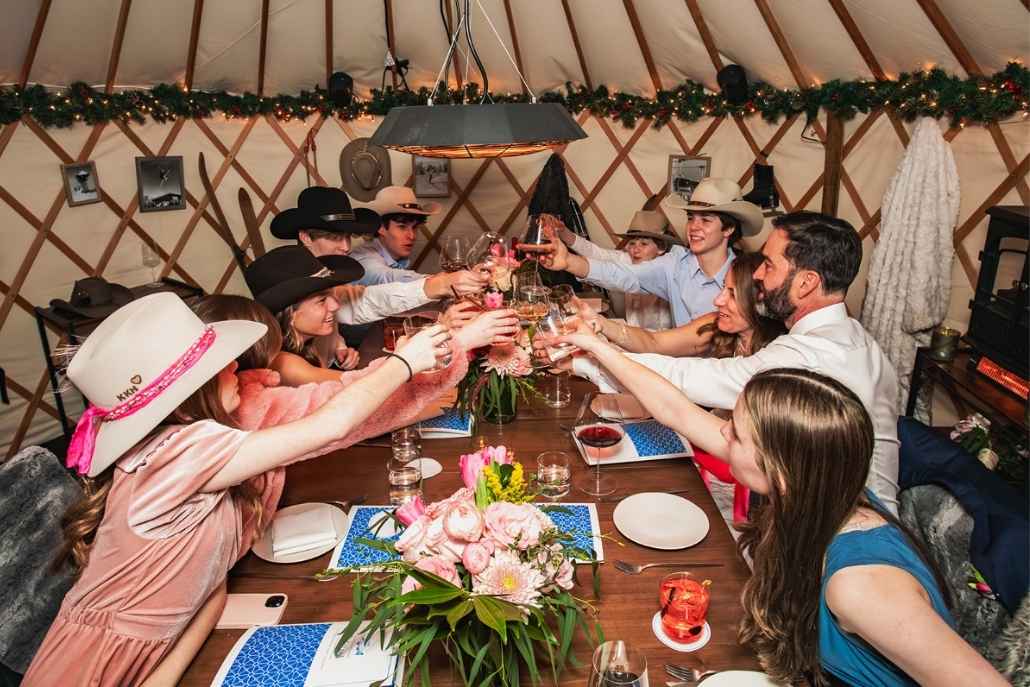 Luxury private dinner celebration for family and friends in an exclusive Aspen setting