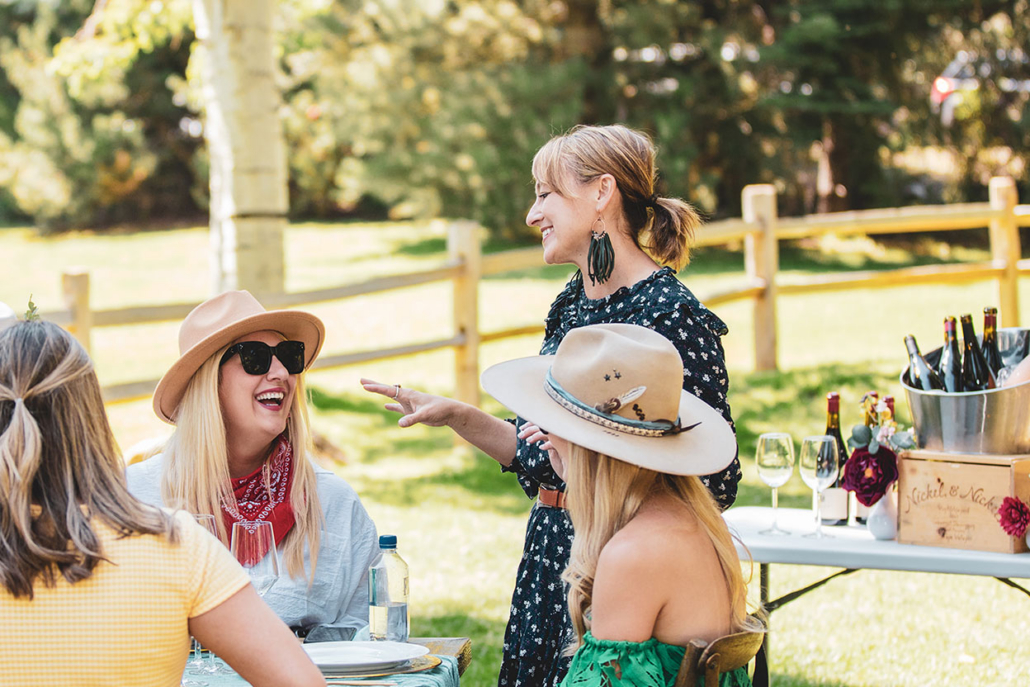 Group of friends having a private win tasting in Aspen